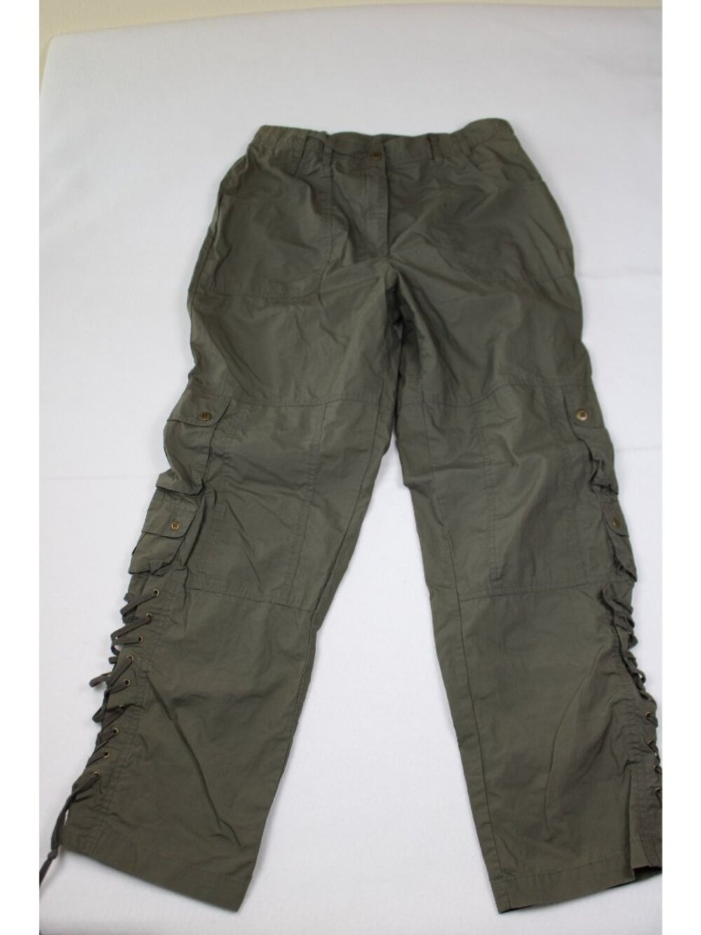 Together Olive Green Cargo Pants With Lace-Up Sides Size 12